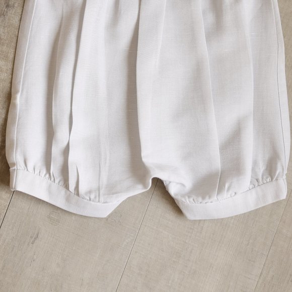 Boys Linen Romper Boutique 3/6 Month Portrait Special Occasion Vacation NWOT - Picture 3 of 4